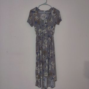 Highlow gray/floral maternity/breastfeeding Dress